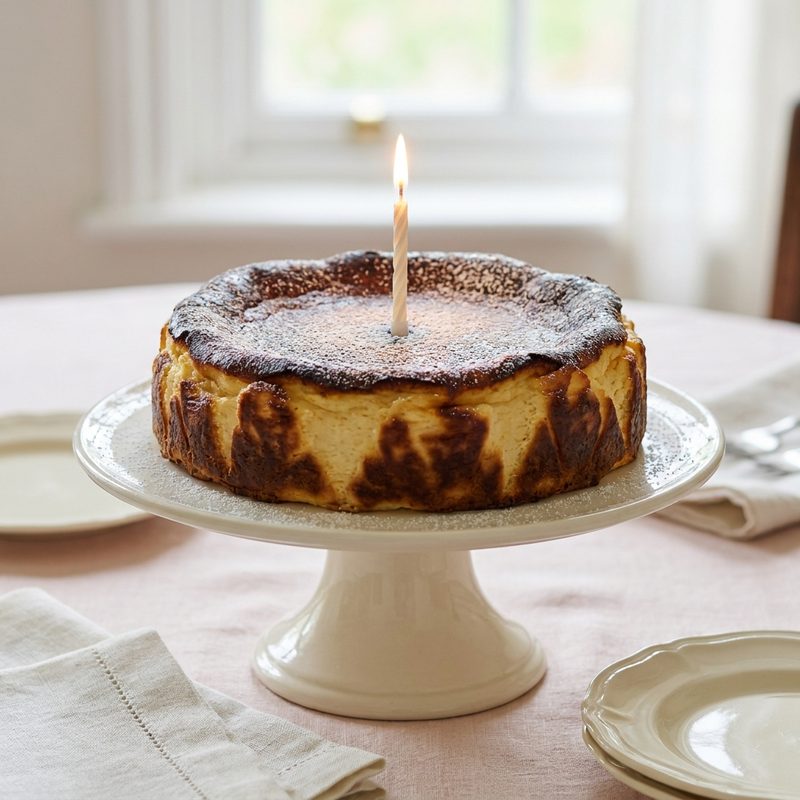 Basque Shaped Birthday Cake