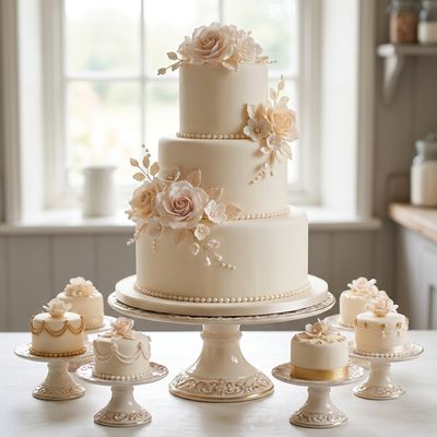 3 Teer Wedding Cake with Miniature Cakes