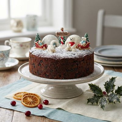 North Pole Scene Christmas Cake